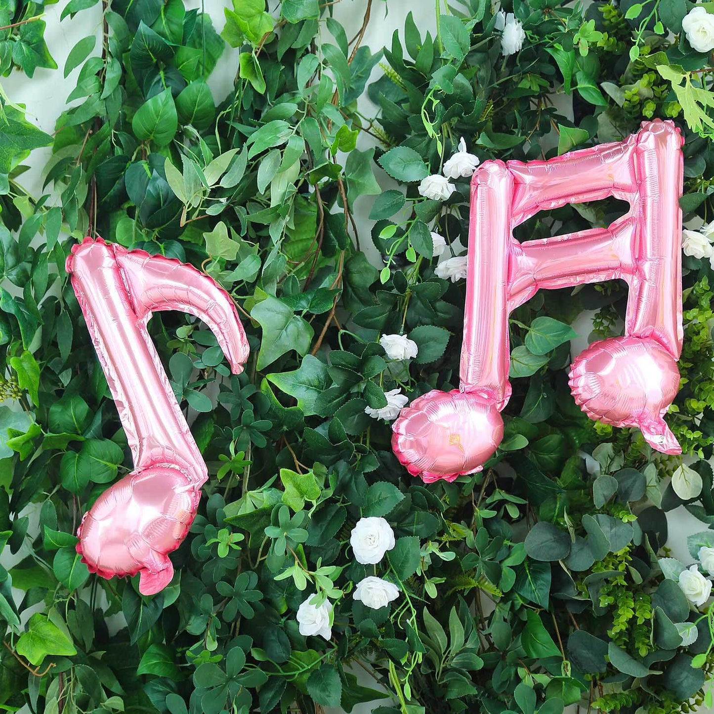 6 Pack Rose Gold Single and Double Music Note Mylar Foil Balloons