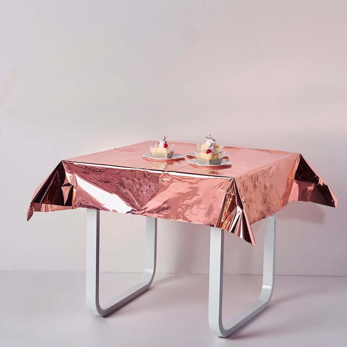 Metallic Foil Tablecloth Square Rose Gold - Stylish Disposable Party Cover 50"x50"