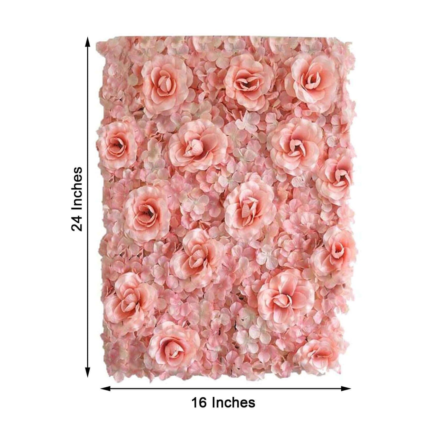 11 Sq ft. Blush and Cream 3D Silk Rose and Hydrangea Flower Wall Mat Backdrop - 4 Artificial Panels