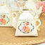 25 Pack 4" Ivory Mini Teapot Favor Boxes, Vintage Rose Gift Boxes with Ribbons