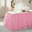 Tulle 21ft Table Skirt Pink/Rose Quartz - 4 Layer Pleated Tutu Table Cover