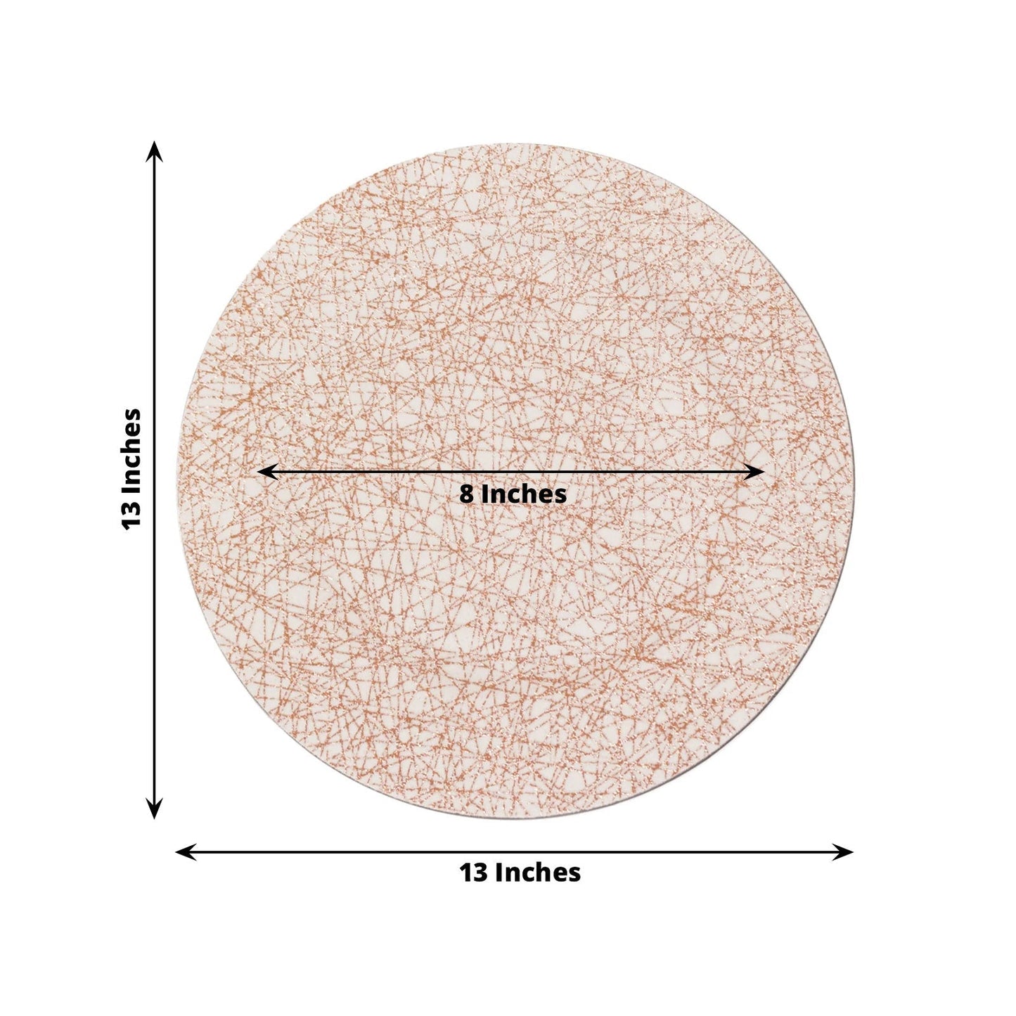 6-Pack Acrylic Round Charger Plates 13" in Rose Gold with Glitter Abstract Lines Pattern, Decorative Dinner Party Charger Tableware