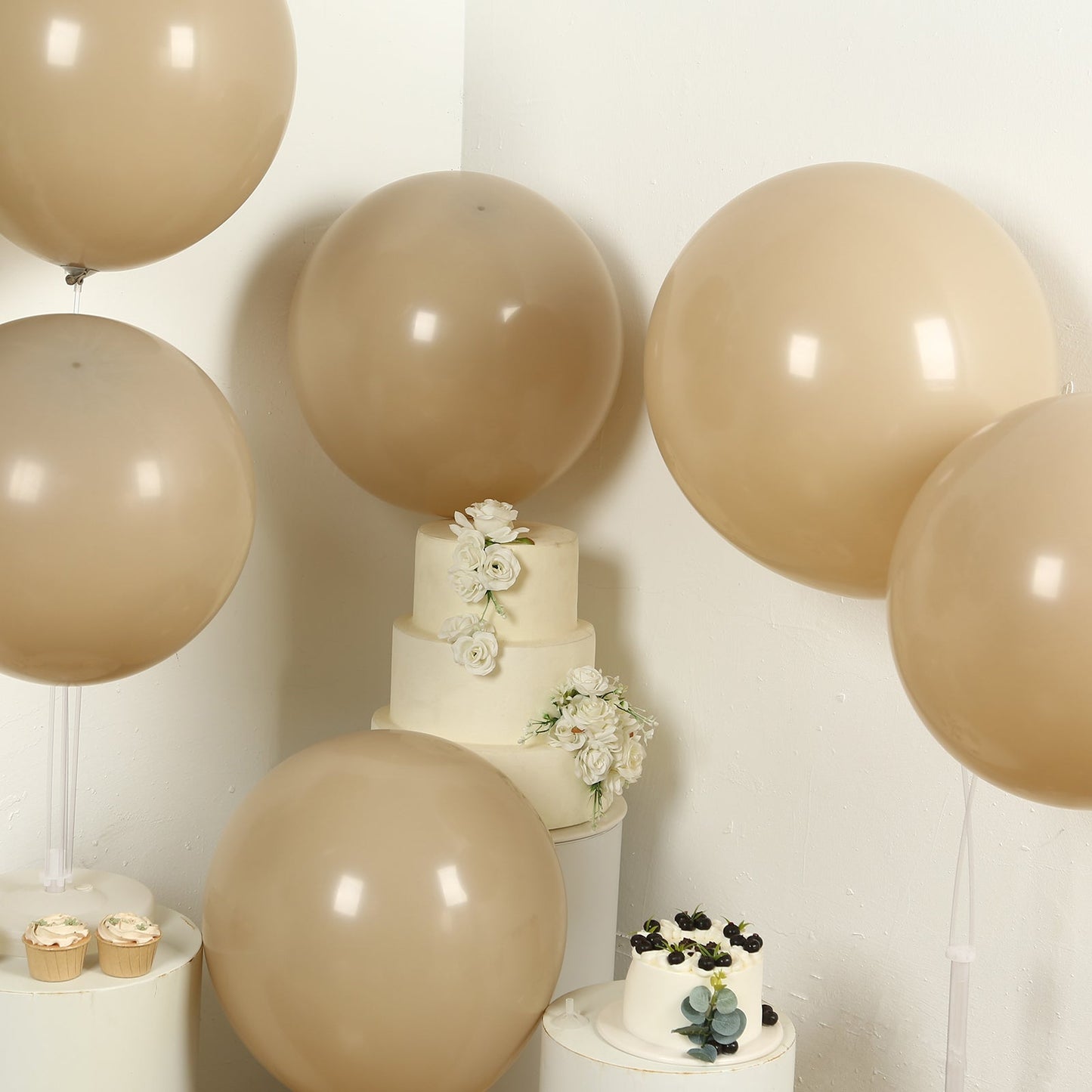 10 Pack Matte Pastel Taupe Biodegradable Balloons 18", Round Eco-friendly Thick Latex Party Balloons