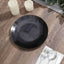 10-Pack Plastic 8" Round Dessert Plates in Black with Gold Rim - Glossy Disposable Appetizer Salad Plates