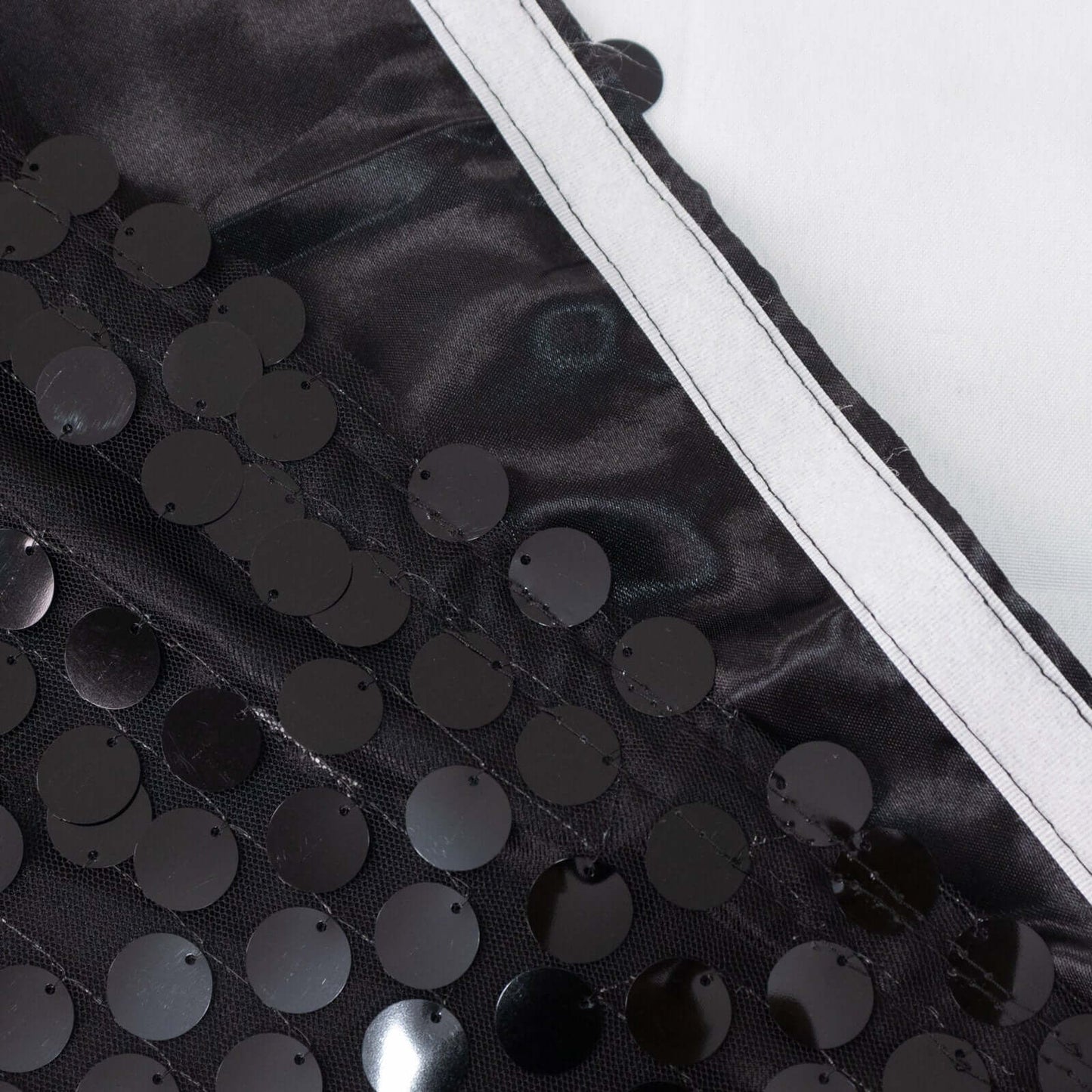 Payette Sequin 21ft Table Skirt Black - Dual Layered Satin Table Cover