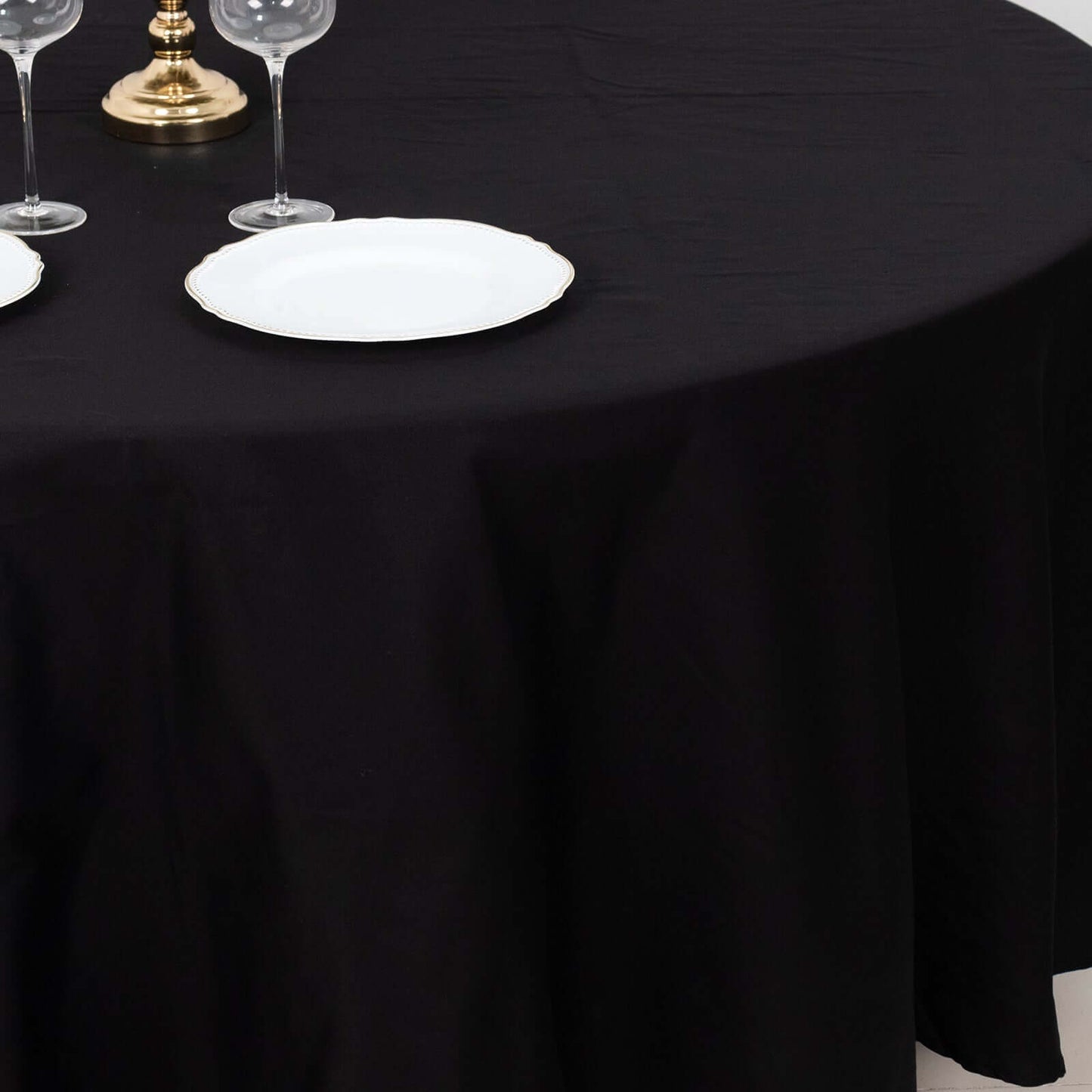 100% Cotton 108" Round Tablecloth Black Linen - Soft & Breathable Table Cover