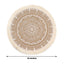 4-Pack Placemats Mandala Print Fringe Design Natural Jute and White Round - Rustic Burlap Tassel Style 15"