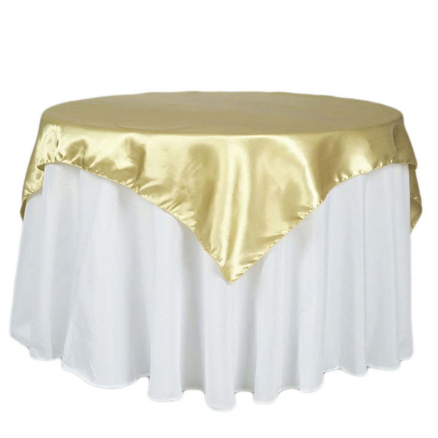 Satin 72"x72" Table Overlay Square Tablecloth Champagne - Smooth Finish Table Cover