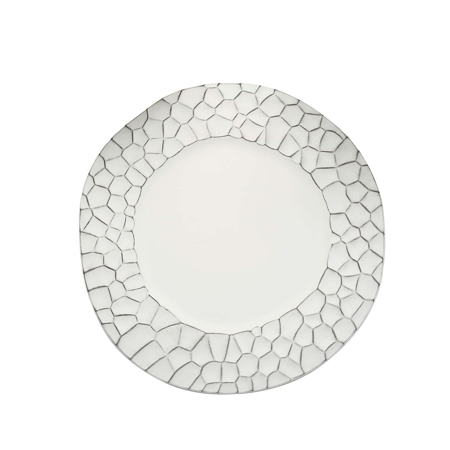 6-Pack Round Charger Plates 13" in White with Hammered Rim, Matte Finish Modern Dinner Charger Tableware