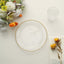 10-Pack Clear Plastic Dessert Plates â€“ 8" Round with Gold Beaded Rim, Disposable for Parties & Events