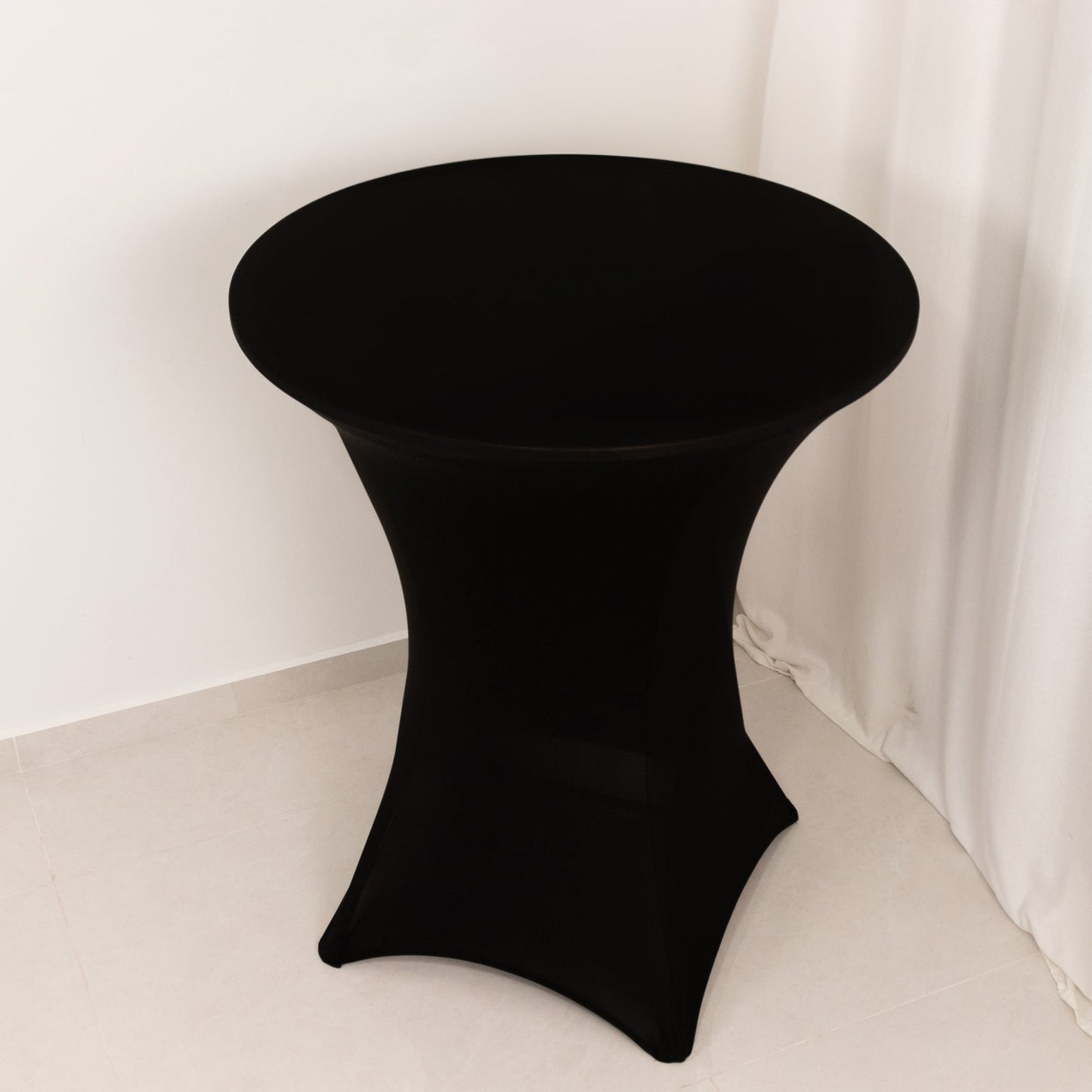 Spandex 36" Round Cocktail Table Cover Black - Easy to Maintain Stretch Fitted Highboy Tablecloth
