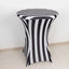 Spandex 30" Fitted Round Cocktail Table Cover Black/White Striped - Easy to Maintain Stretch Tablecloth