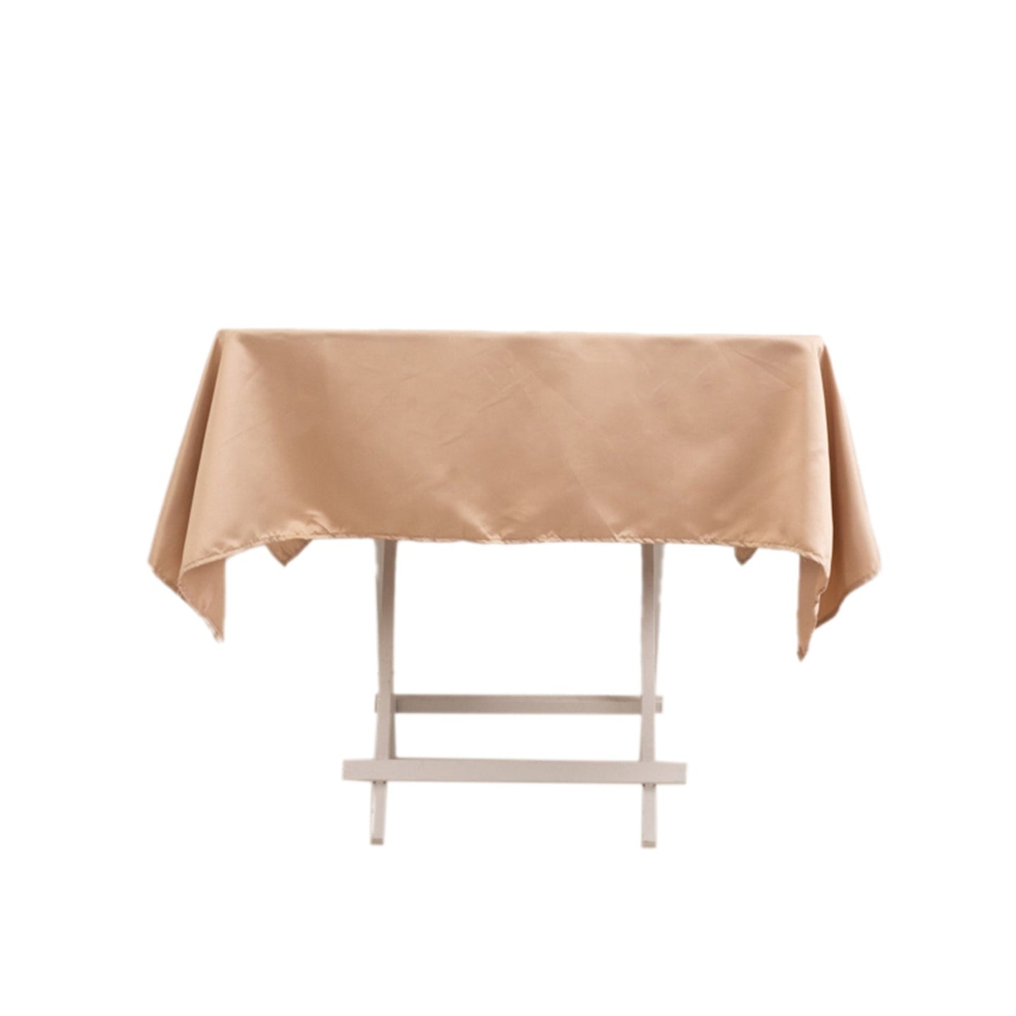 Lamour Satin 54"x54" Square Tablecloth Nude - Durable & Silk-Like Table Cover
