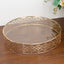 18" Gold Metal Cake Stand with Glass Top Baroque Ornate Style, Round Dessert Display Tray