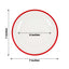 10-Pack Plastic 7" Round Appetizer Plates in Clear with Red Rim - Sleek Disposable Salad Plates for Banquets & Special Occasions