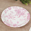 25-Pack Paper 7" Round Dessert Plates in White with Matte Pink French Toile Pattern - Disposable Floral Salad Appetizer Plates