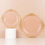10-Pack Plastic 8" Round Dessert Plates in Transparent Blush with Gold Leaf Embossed Rim - Disposable Vintage Baroque Style Salad Plates