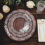 25-Pack Disposable Round Charger Plates in Brown Rustic Wood Print with Floral Lace Rim - Durable Paper Chargers for Rustic Themes & Outdoor Events 13"