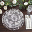 10-Pack Table Placemats Swirl Foil Floral Design Metallic Silver Round - Sheer Organza Disposable Mats 13"