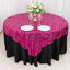 Mesh 72"x72" Table Overlay Square Tablecloth Fuchsia Silver - Wave Embroidered Sequins Table Topper
