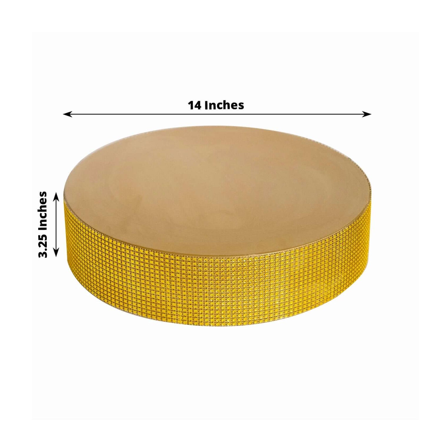 Metal Pedestal Cake Stand Round Design with Rhinestones Gold - Cupcake Holder and Dessert Table Centerpiece 14"