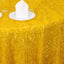 Polyester 120" Round Gold Tablecloth Metallic Fringe Shag Tinsel Design Table Cover for Weddings & Events