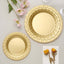 10 Pack 7" Gold Basketweave Rim Plastic Salad Dessert Plates, Round Disposable Appetizer Plates