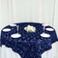 Satin 72"x72" Table Overlay Square Tablecloth Navy Blue - 3D Rosette Table Cover