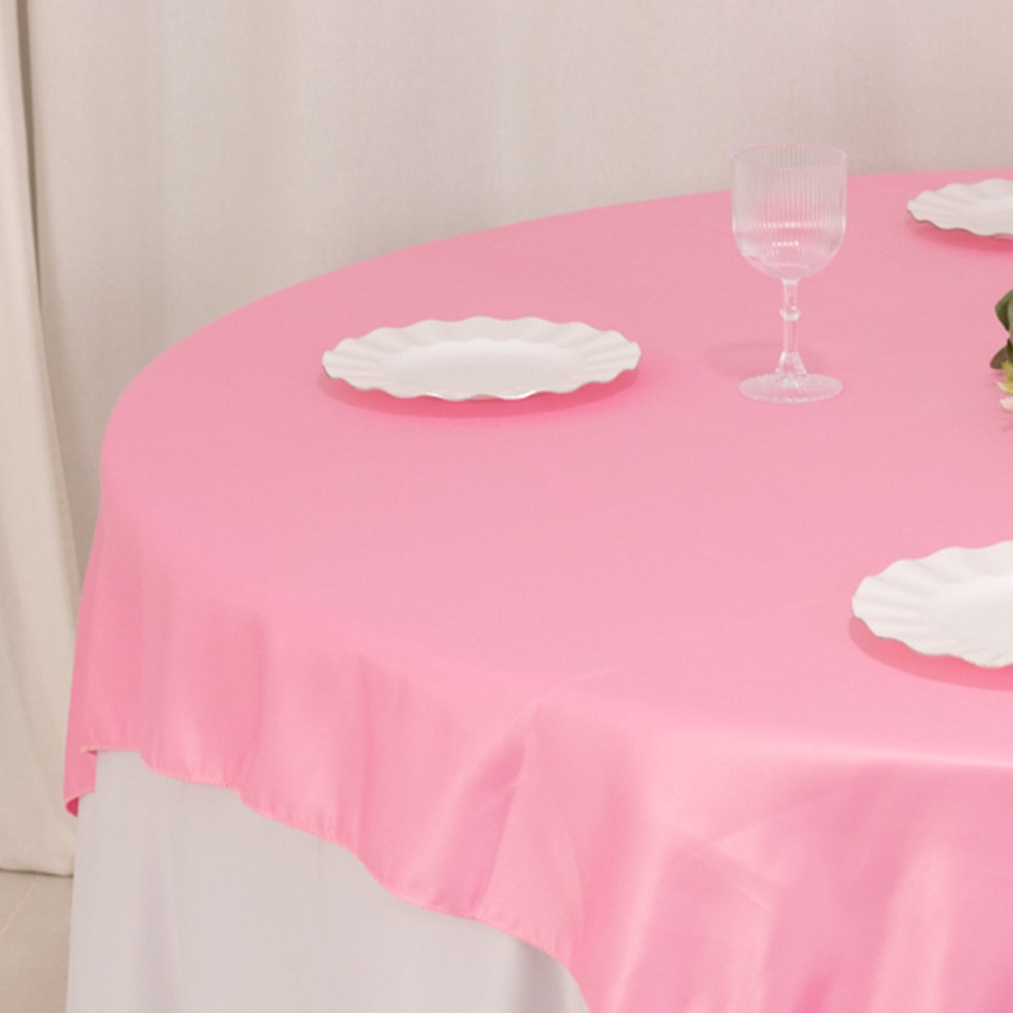 Lamour Satin 72"x72" Table Overlay Square Tablecloth Pink - Smooth Finish Table Topper