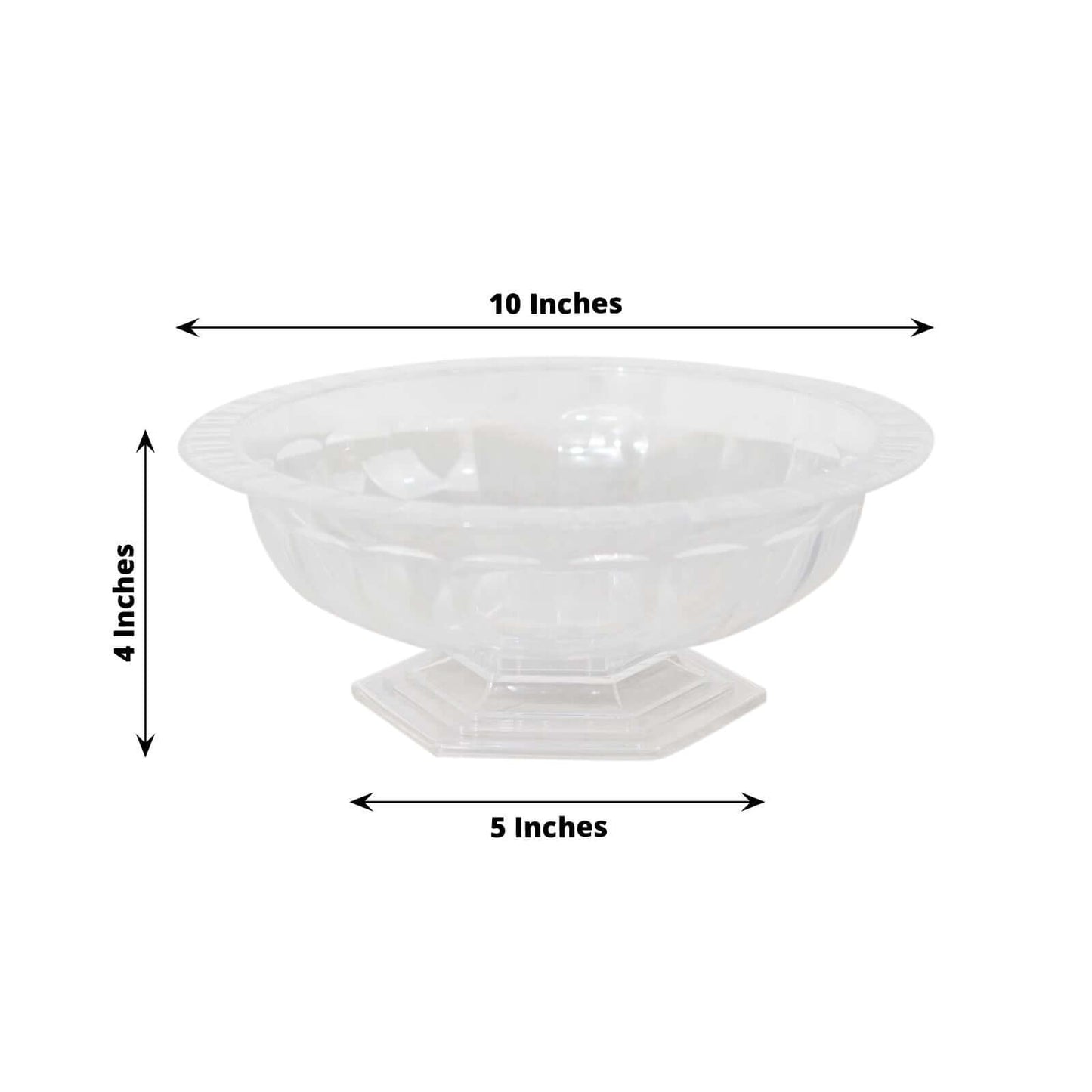 3-Pack Plastic Footed Compote Bowl Flower Vases Roman Style Clear - Round Decorative Pedestal Table Centerpieces 10"