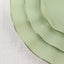 10-Pack Plastic 11" Round Dinner Plates in Sage Green Ruffled Rim with Gold Edging - Sturdy Disposable Dinnerware