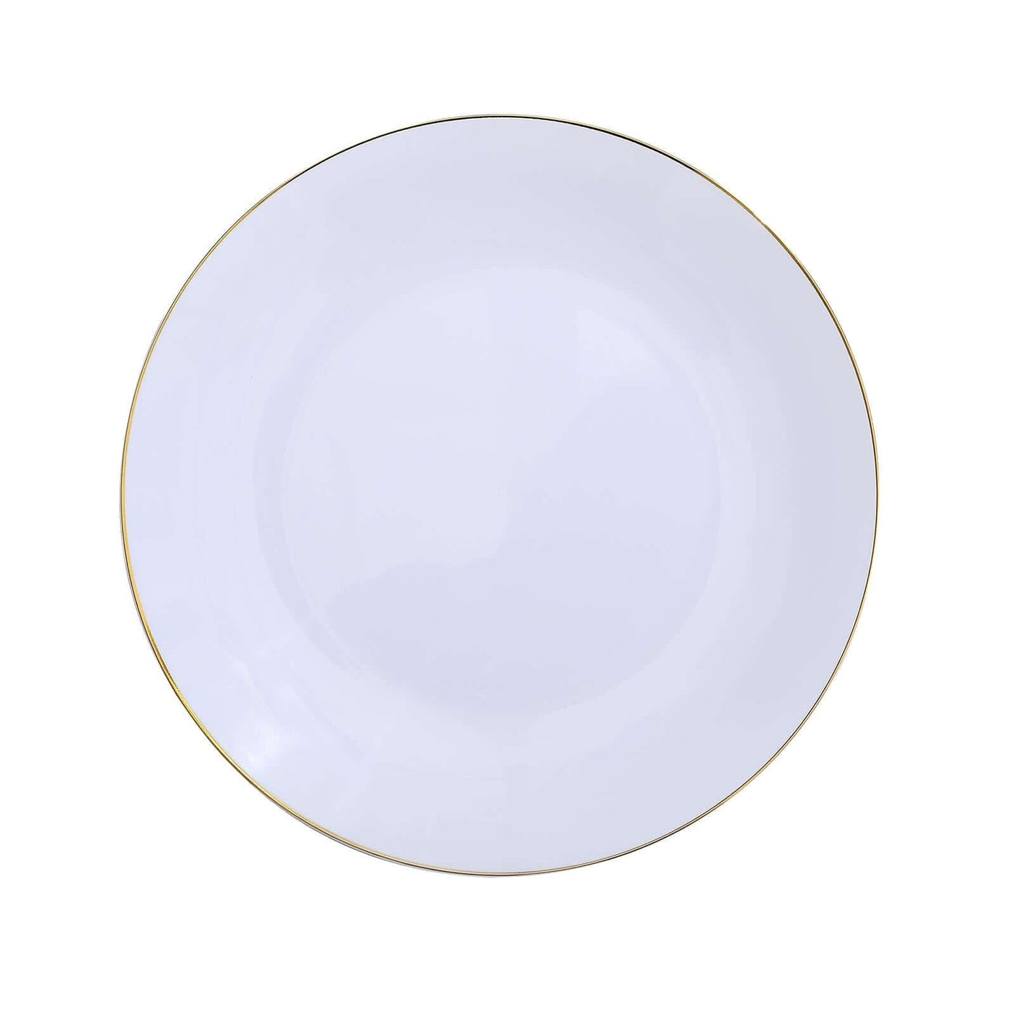 10-Pack Plastic 10" Round Dinner Plates in White with Gold Rim - Glossy Disposable Party Plates for Banquets & Special Occasions