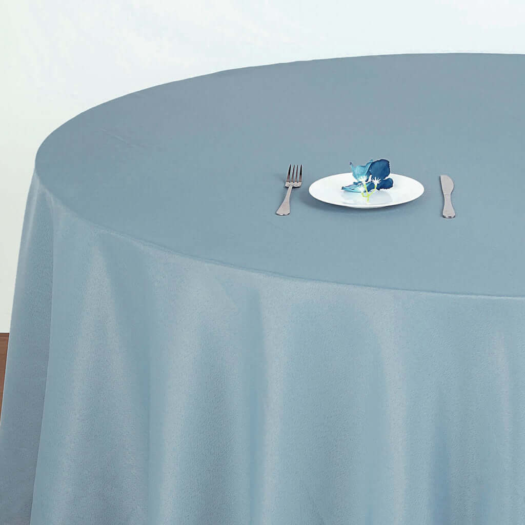 Polyester 120" Round Tablecloth Dusty Blue - Seamless Wrinkle-Resistant Table Cover