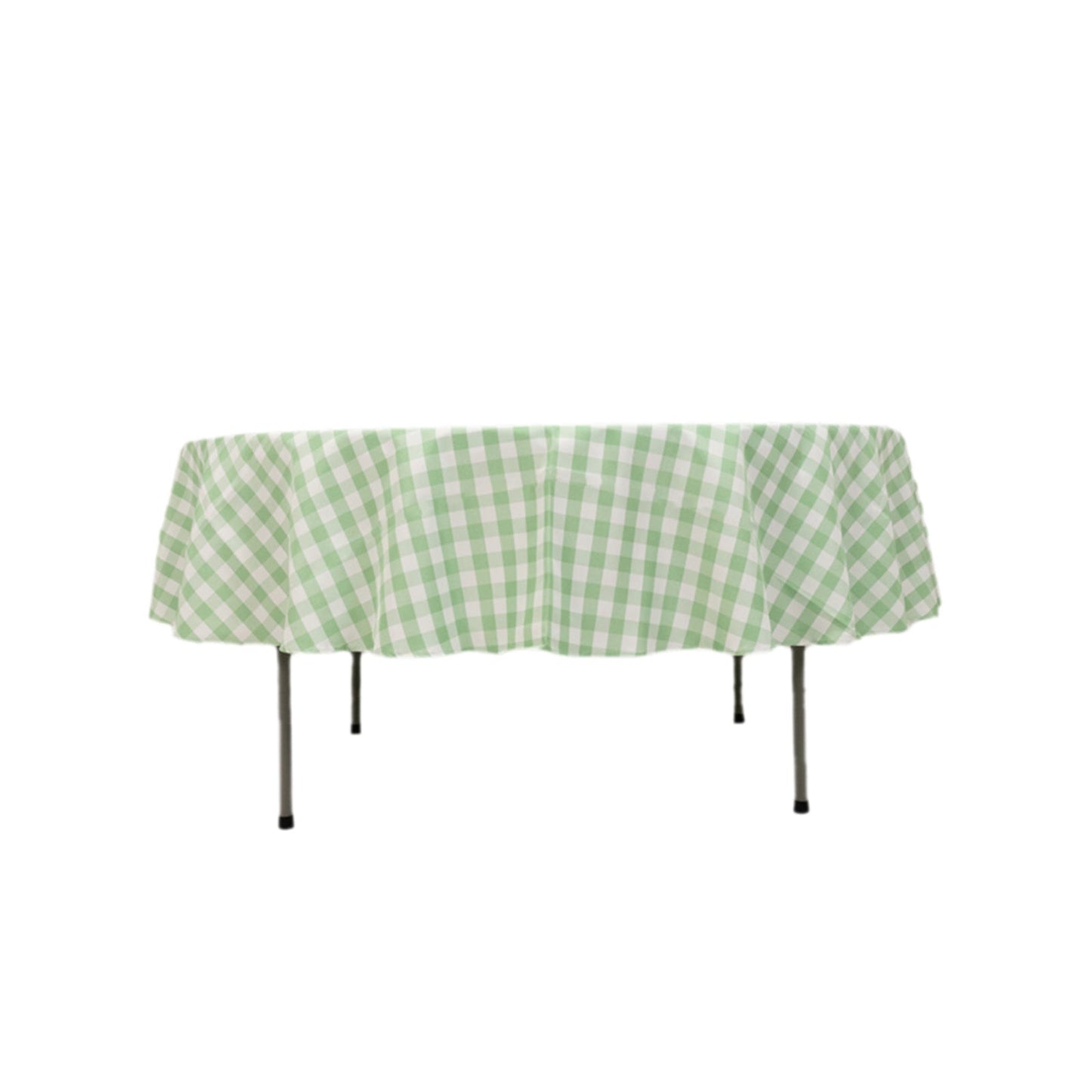 Polyester 90" Round Tablecloth White/Sage Green - Checkered Buffalo Plaid Table Cover