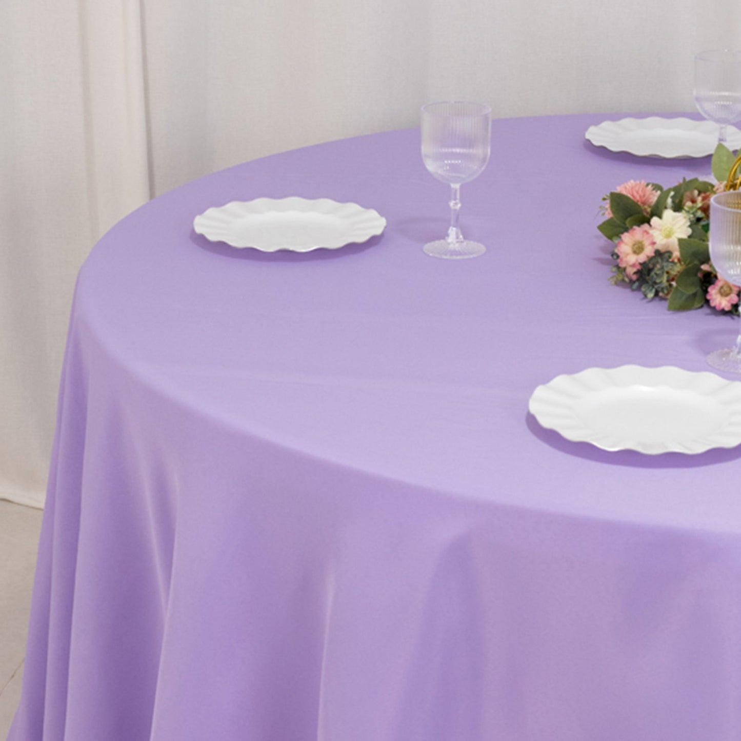 Premium Polyester 120" Round Tablecloth Lavender Lilac - Seamless 220GSM Wrinkle-Resistant Table Cover
