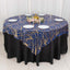 Mesh 72"x72" Table Overlay Square Tablecloth Royal Blue - Wave Embroidered Sequins Table Topper