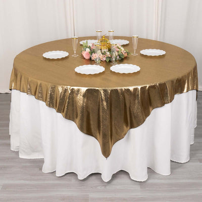 Polyester 72"x72" Table Overlay Square Tablecloth Antique Gold - Sequin Dots Wrinkle-Free Table Cover