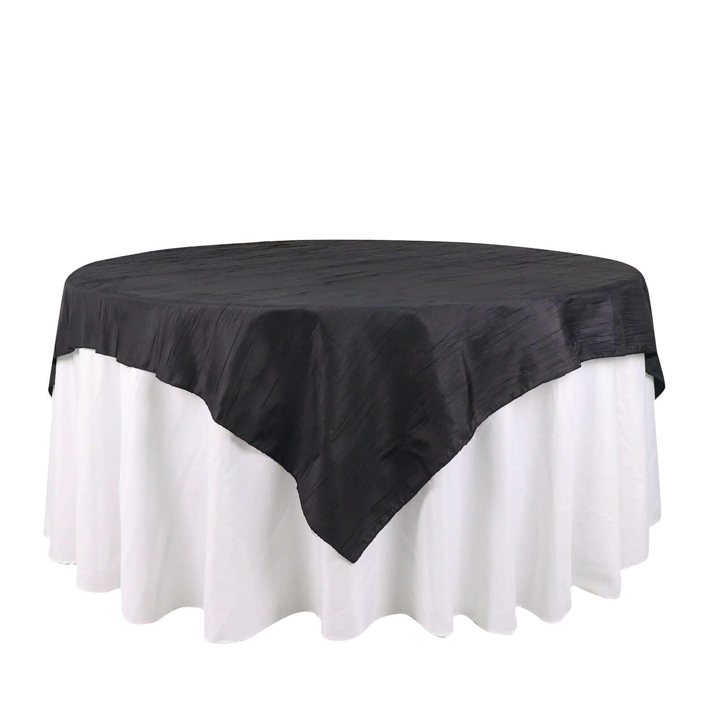 Taffeta 72"x72" Table Overlay Square Tablecloth Black - Accordion Crinkle Table Cover