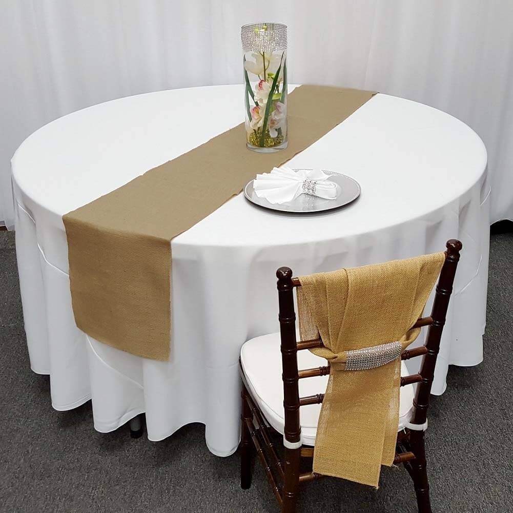 Burlap Jute 12"x108" Table Runner Natural - Rustic Boho Chic Tabletop Decor