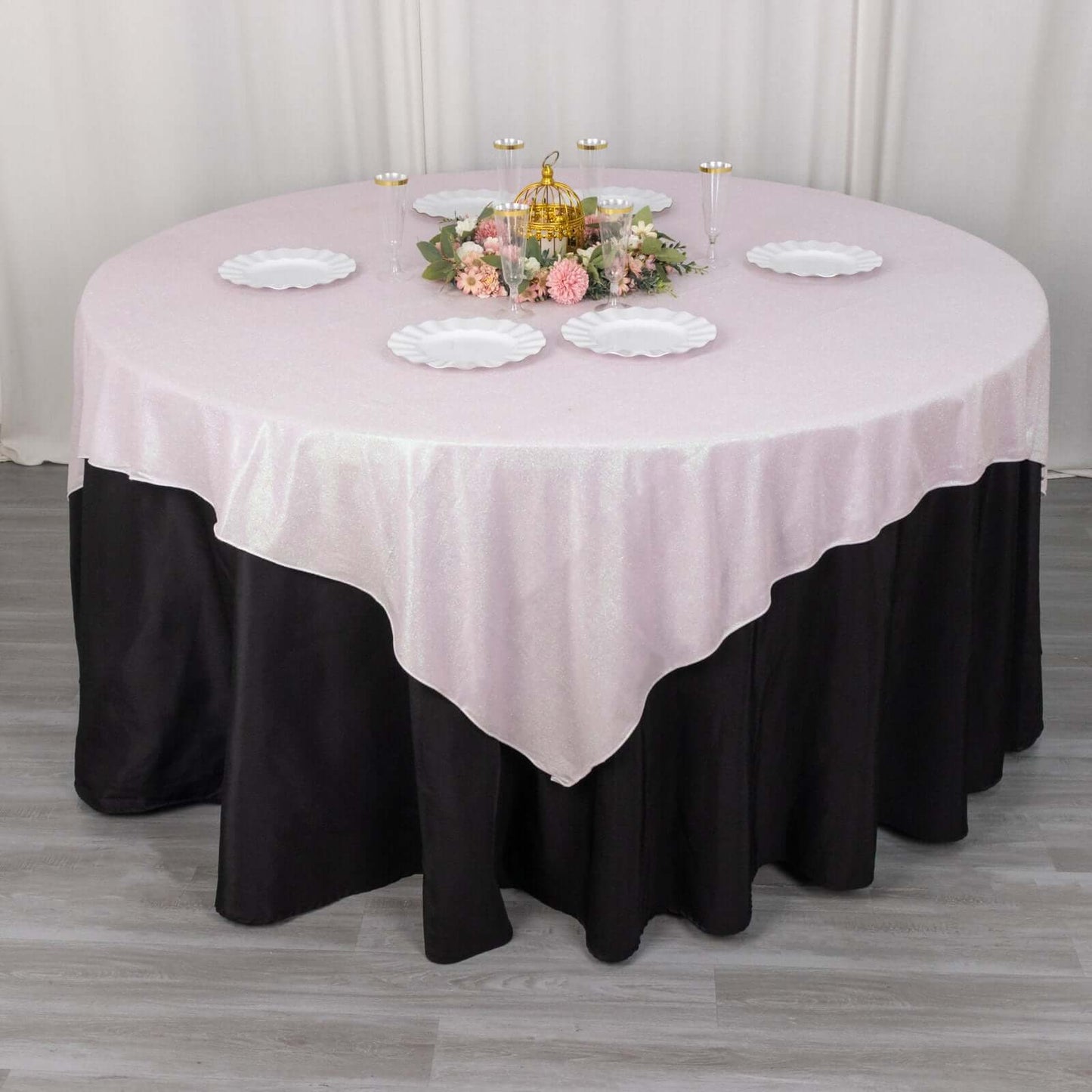 Polyester 72"x72" Table Overlay Square Tablecloth Iridescent - Glitter Sparkle Table Topper