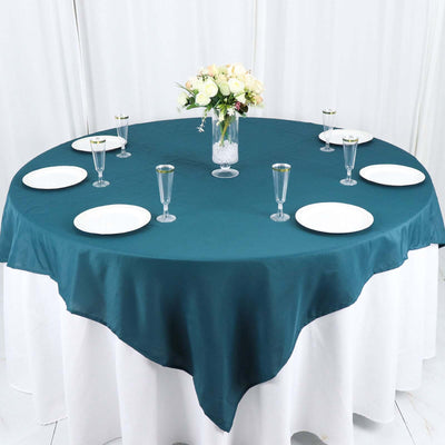 Polyester 70"x70" Table Overlay Square Tablecloth Peacock Teal - Wrinkle-Resistant & Durable Table Cover