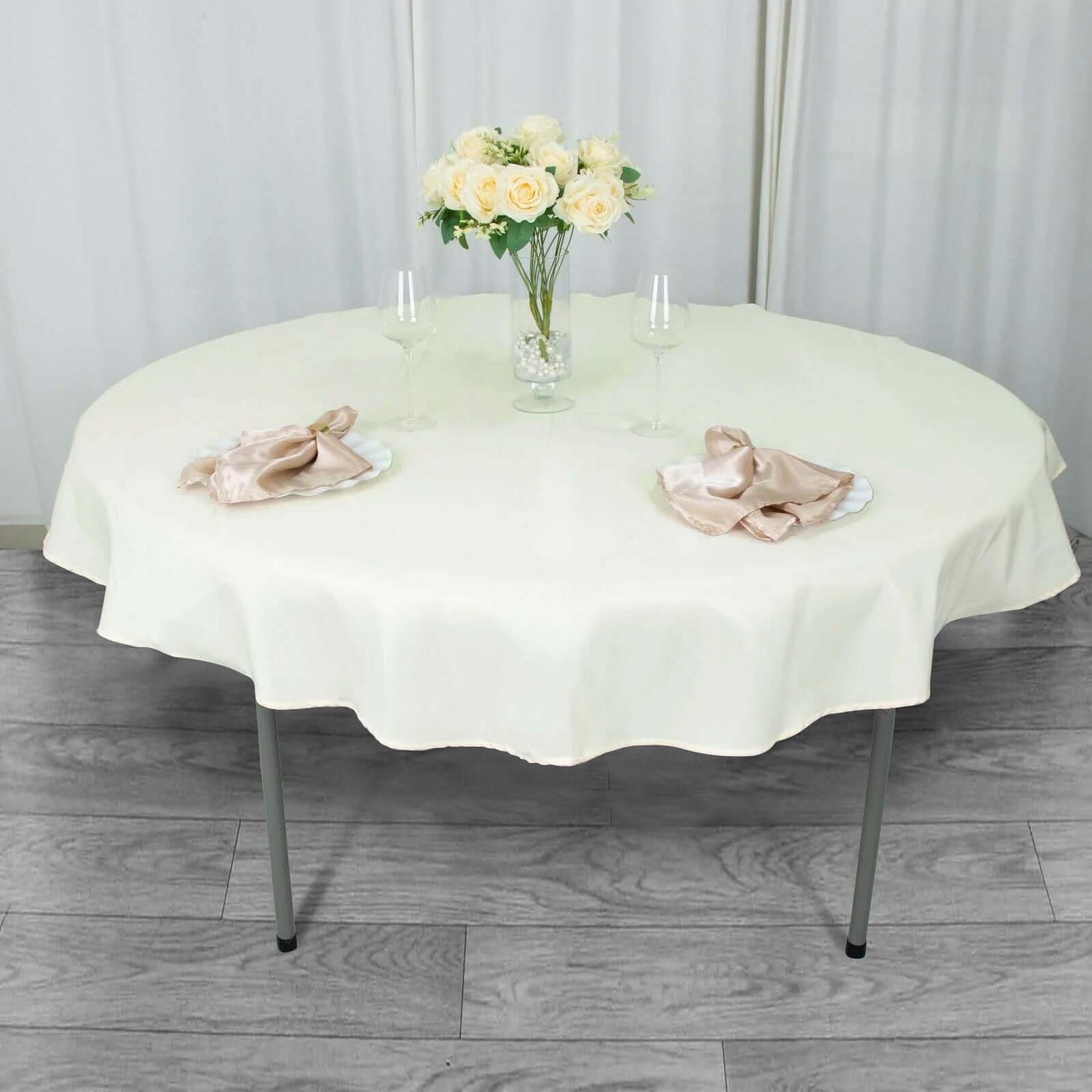Premium Polyester 70" Round Tablecloth Ivory - Stain and Wrinkle-Resistant 220GSM Table Cover