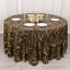 Sequin Mesh 120" Round Tablecloth Black/Gold - Seamless Wave Embroidered Table Cover