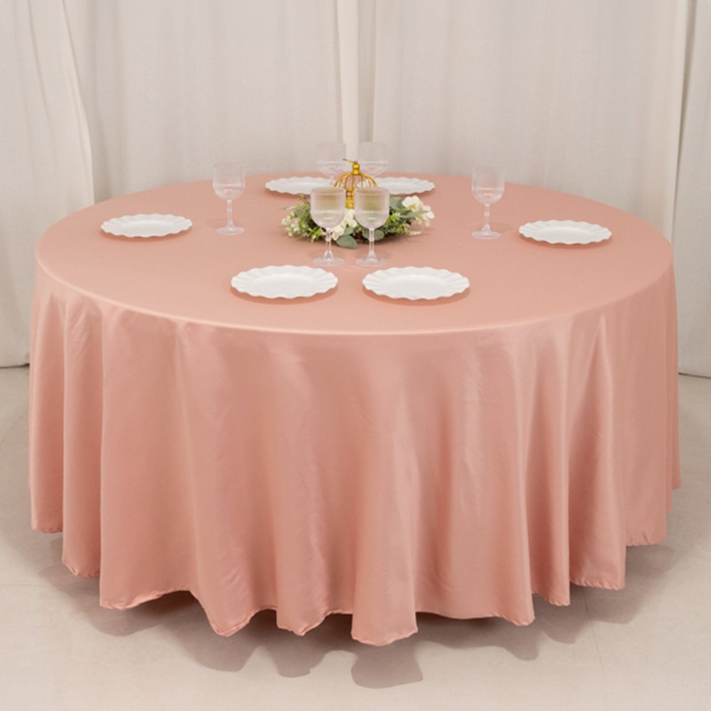 Lamour Satin 108" Round Tablecloth Dusty Rose - Durable & Silk-Like Table Cover