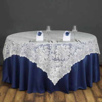 Lace 72"x72" Table Overlay Square Tablecloth Ivory - Victorian Design for Timeless Celebrations