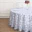 Tulle 120" Round Tablecloth Silver - Seamless Sequin Leaf Embroidered Table Cover