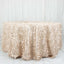 Taffeta 132" Round Tablecloth Beige | 3D Leaf Petal Design Seamless Table Cover