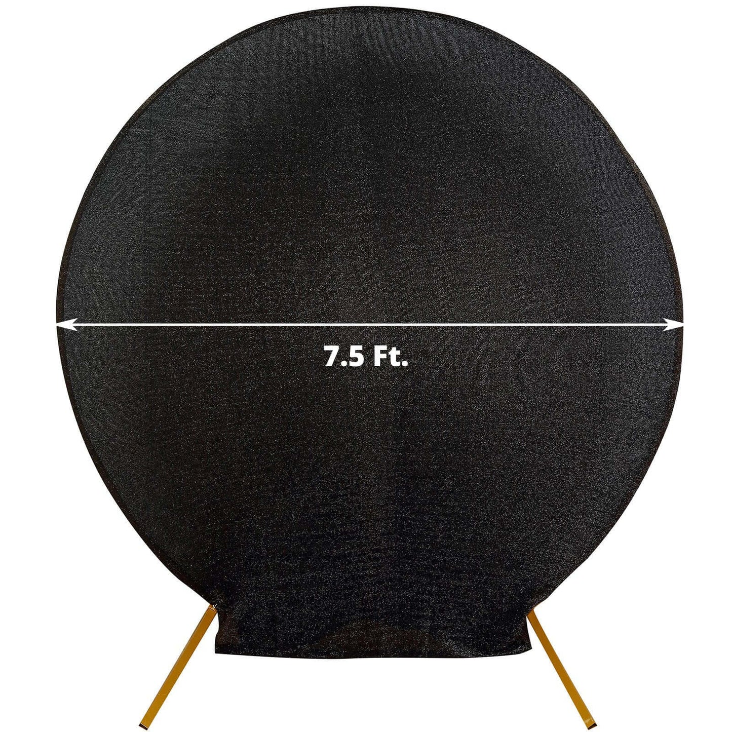 7.5ft Black Metallic Shimmer Tinsel Spandex Round Wedding Arch Cover, 2-Sided Photo Backdrop