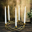 Round Wreath Taper Candelabra 5 Arm Gold Metal Decorative Centerpiece - Tabletop Candle Holder 12"
