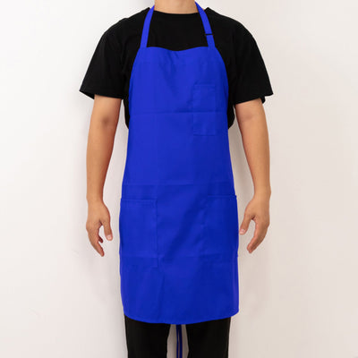 Royal Blue Premium Polyester Cooking Chef Apron with Adjustable Neck and Long Ties Waterdrop Resistant 2 Pockets Unisex